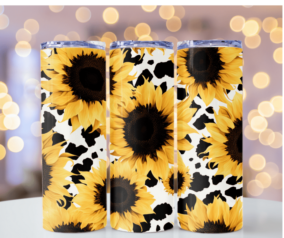 Sunflower & Cow Print Tumbler