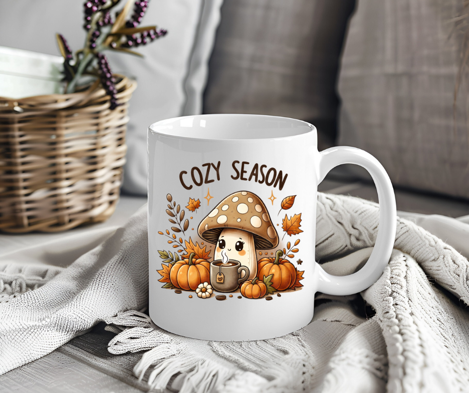 cozy mushroom ceramic mug