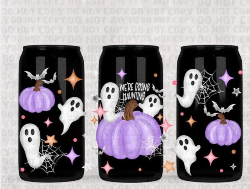 16oz acrylic drinkware that says we're going haunting