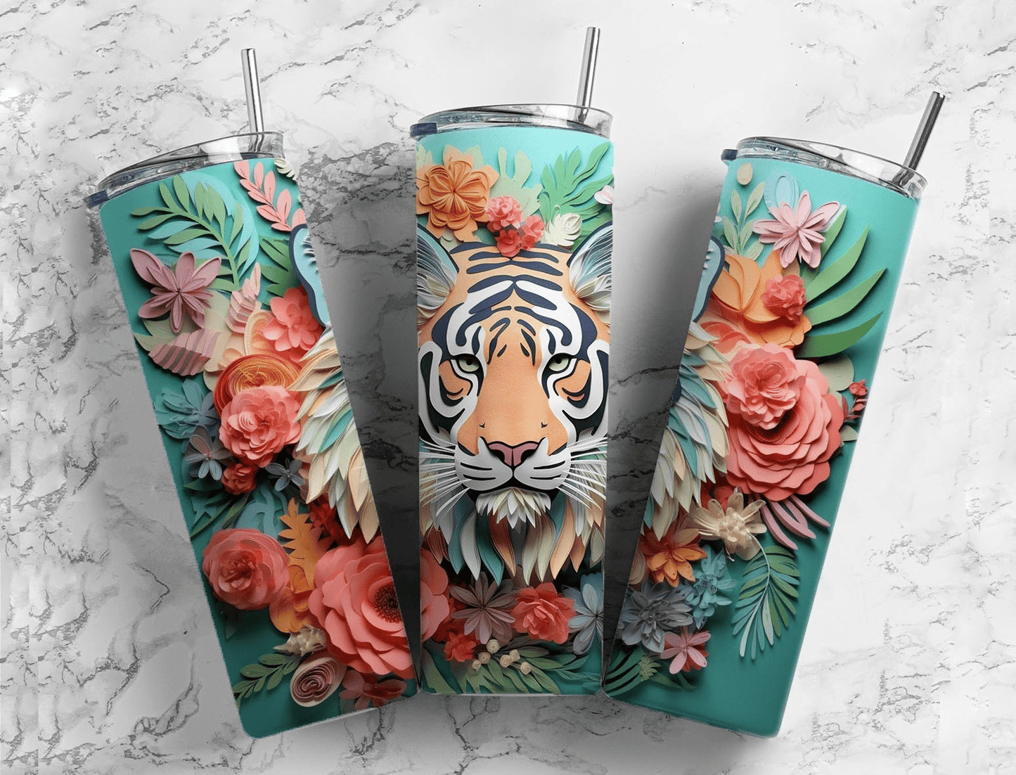 Floral Tiger tumbler | Emerald Bay Boutique