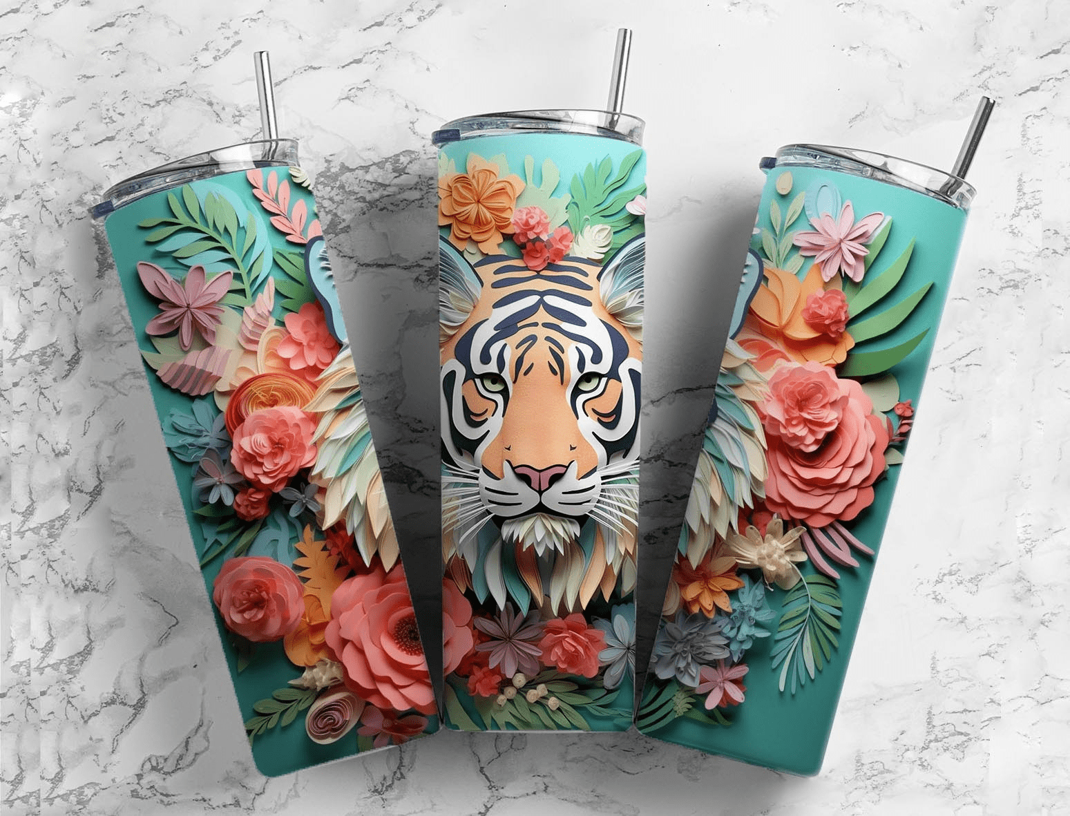 Floral Tiger tumbler | Emerald Bay Boutique