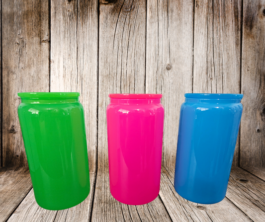 Neon 16oz Glass can