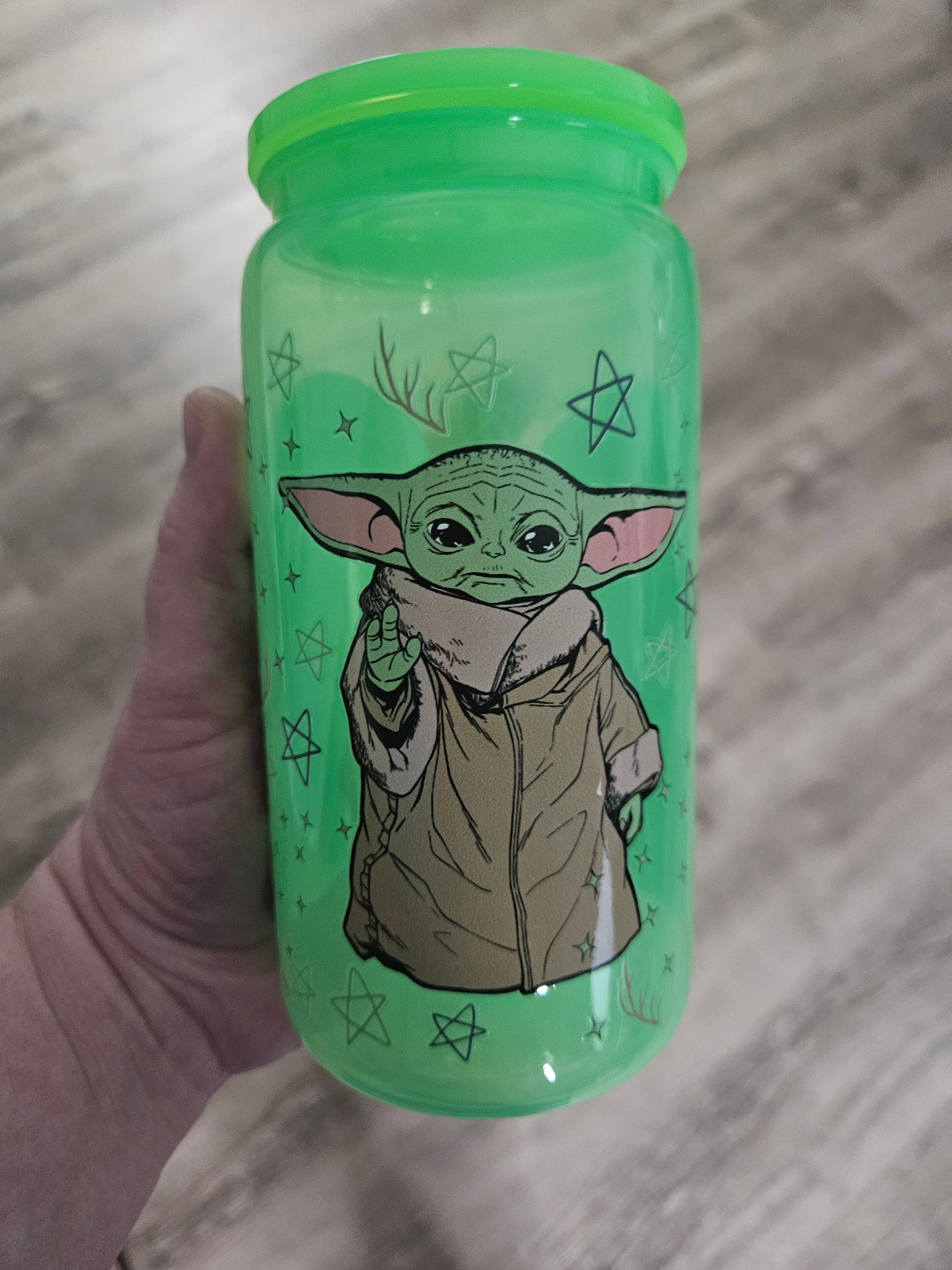 16oz acrylic drinkware with baby green guy