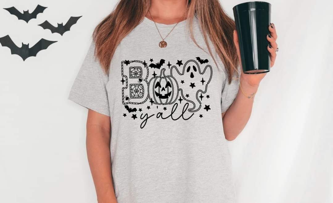 graphic t-shirt that says boo y'all