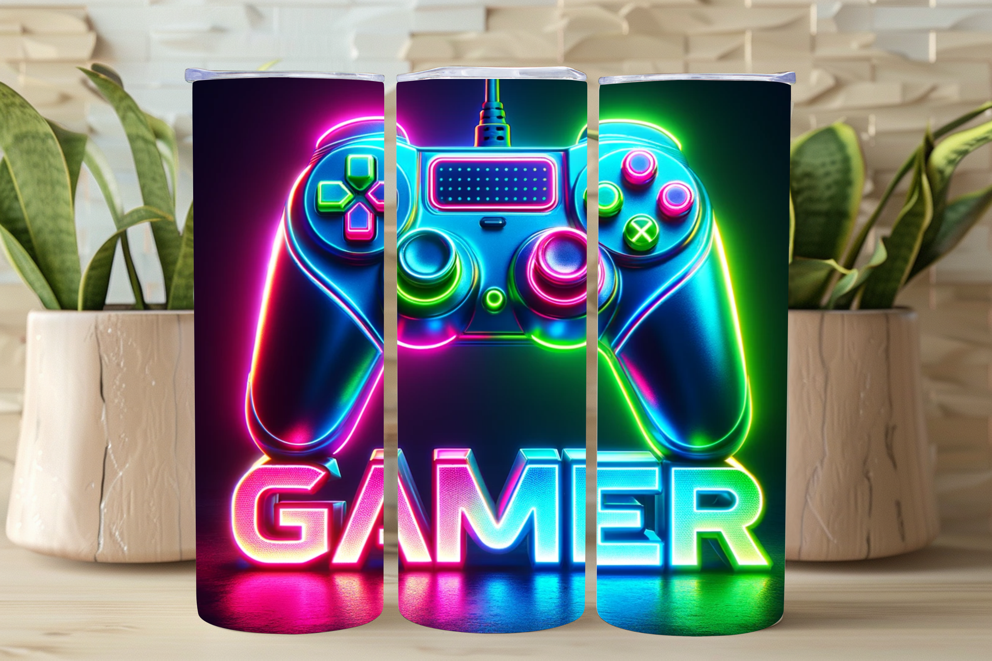 20oz stainless steel neon gamer tumbler