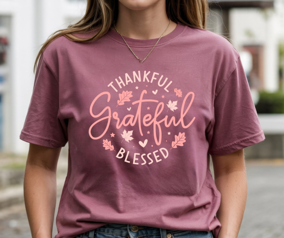Thankful, Grateful & Blessed Graphic T-Shirt