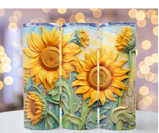 Stainless steel 3d sunflower tumbler 