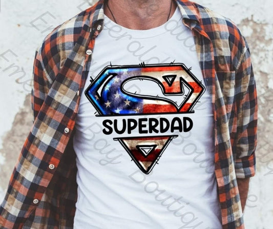 graphic t-shirt that says Super Dad