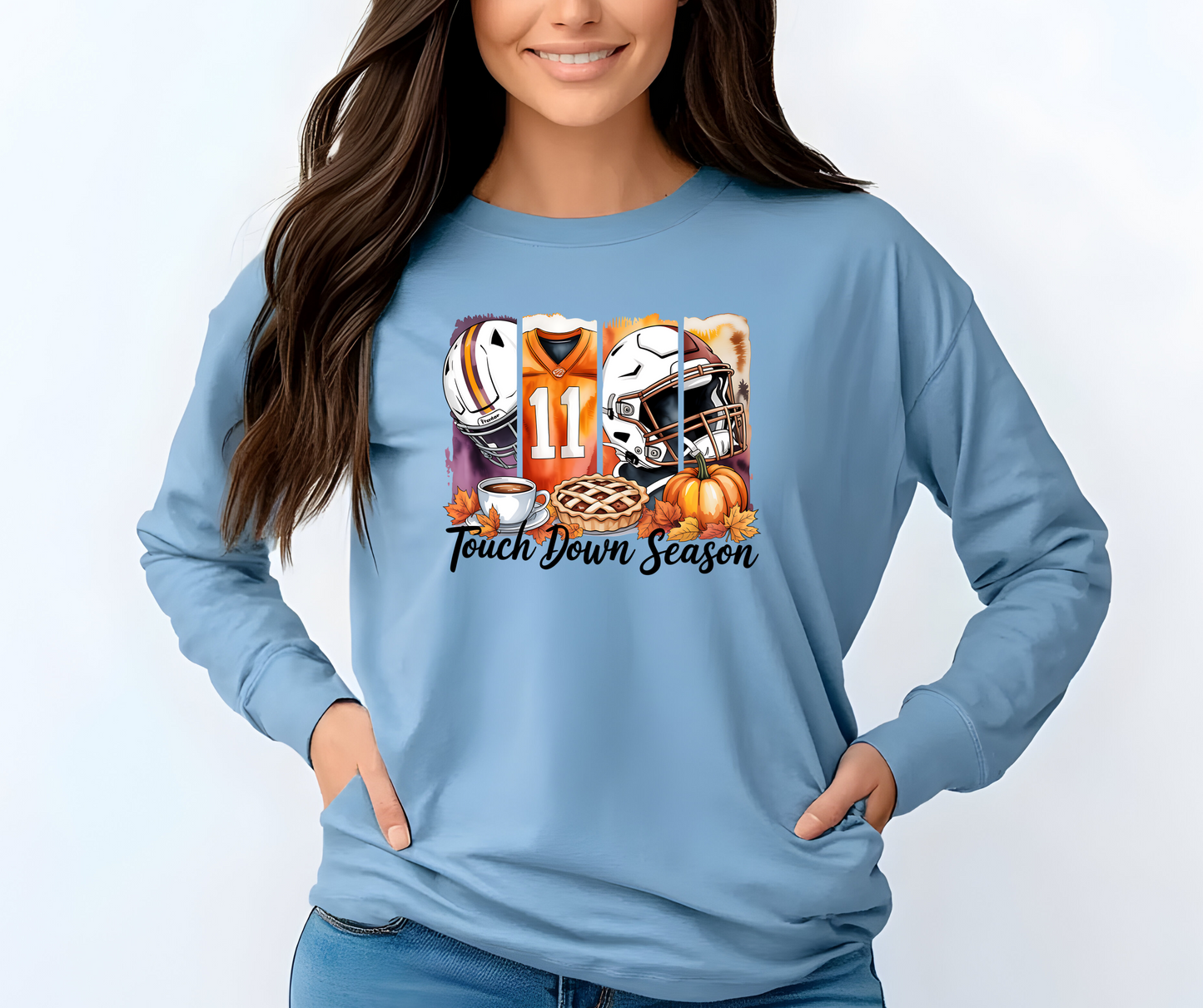 Touch Down Season Long Sleeve Graphic T-Shirt