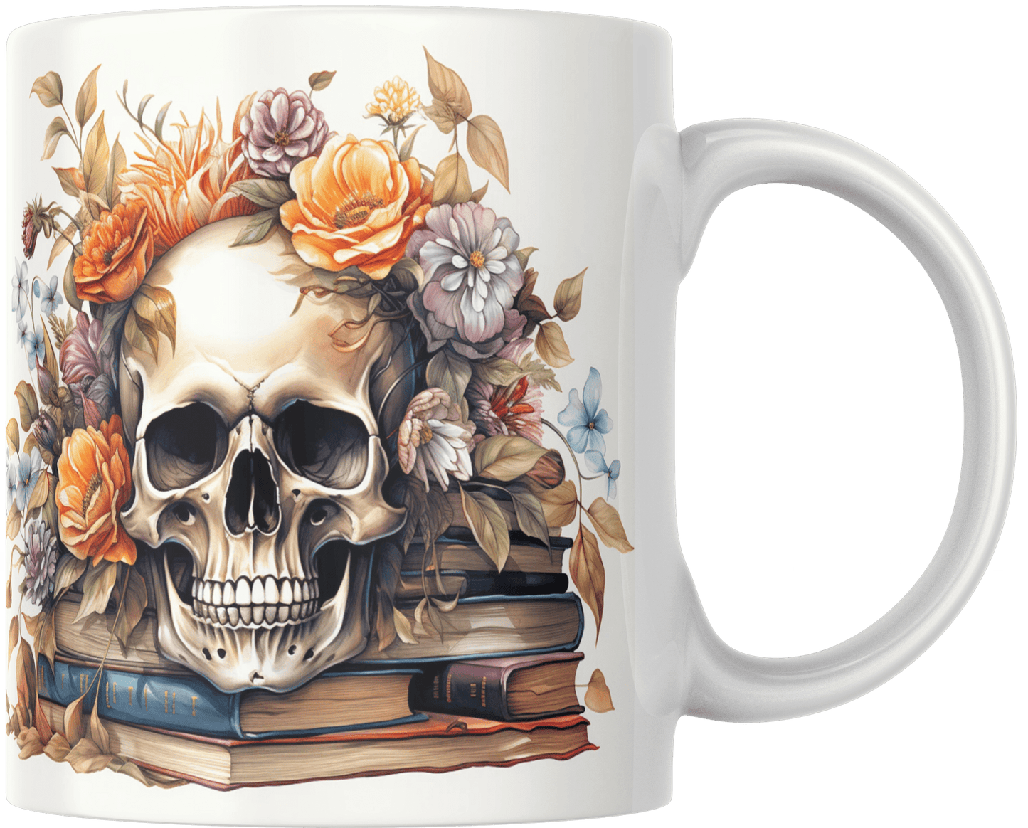 15oz Skull & Floral mug | Emerald Bay Boutique