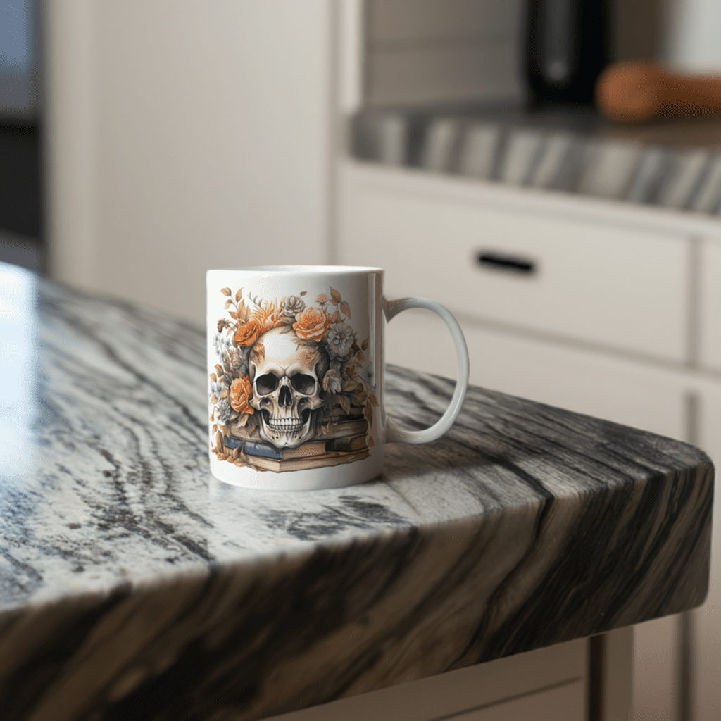 15oz Skull & Floral mug | Emerald Bay Boutique