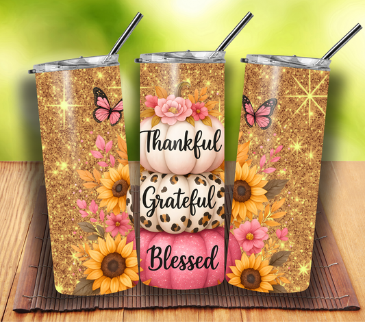Thankful, Grateful & Blessed Tumbler