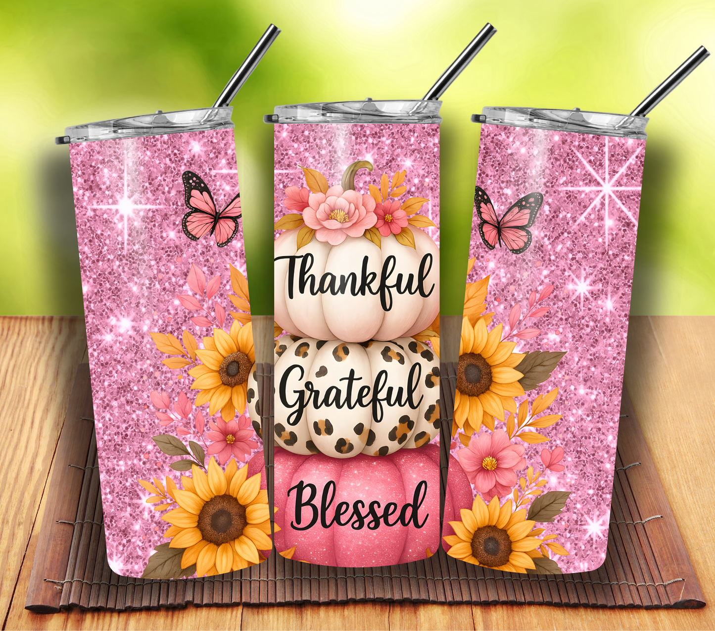 Thankful, Grateful & Blessed Tumbler