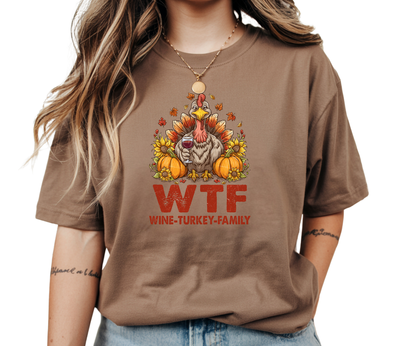 W-T-F Wine Turkey Family Graphic T-Shirt