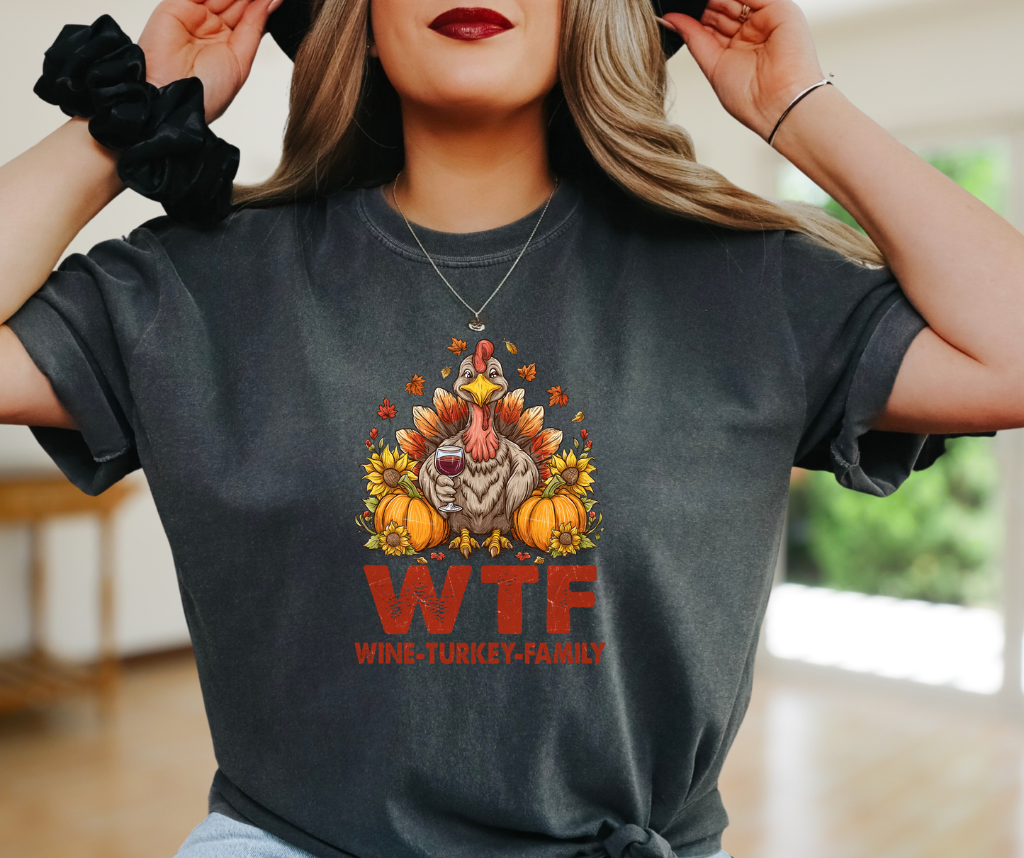 W-T-F Wine Turkey Family Graphic T-Shirt