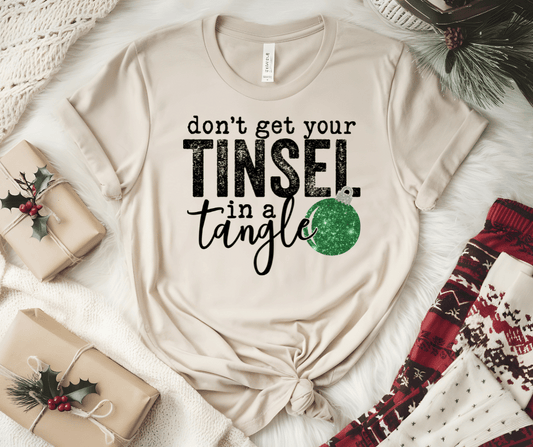 don't get your tinsel in a tangle with ornament graphic t-shirt